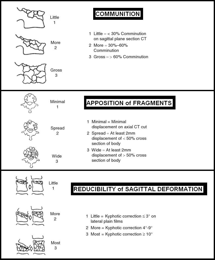 Load sharing classification of burst fractures